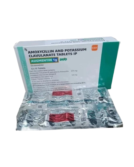 Augmentin 1000 mg Tablet (Amoxicillin 875 mg + Clavulanic Acid 125 mg)