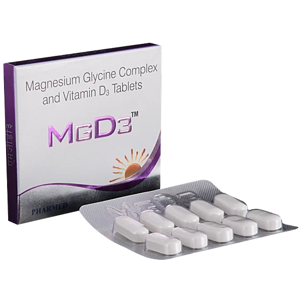 Mgd3 Tablet (Magnesium Glycinate + Vitamin D3) – pack of 10 tablets
