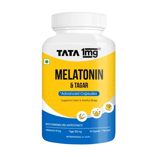 Tata 1mg Melatonin 10mg Vegetarian Capsules – bottle of 30 capsules